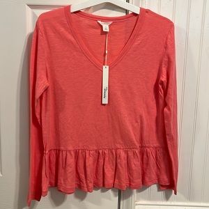 BNWT pink lemonade peplum long sleeved shirt from Nordstrom
